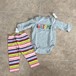 Baby GAP Long Sleeve Baby Bodysuit with Rainbow Stripe Pants